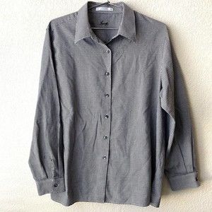 Foxcroft Womens Shirt Size 16 Houndstooth Button Front Wrinkle Free Long Sleeve